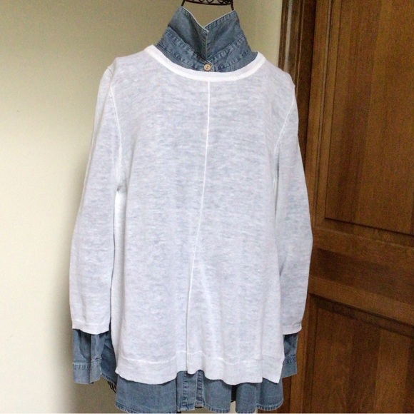 360 Sweater Revolve Ivory 100% Linen Sunglasses Studded Pullover Size S - Picture 7 of 7